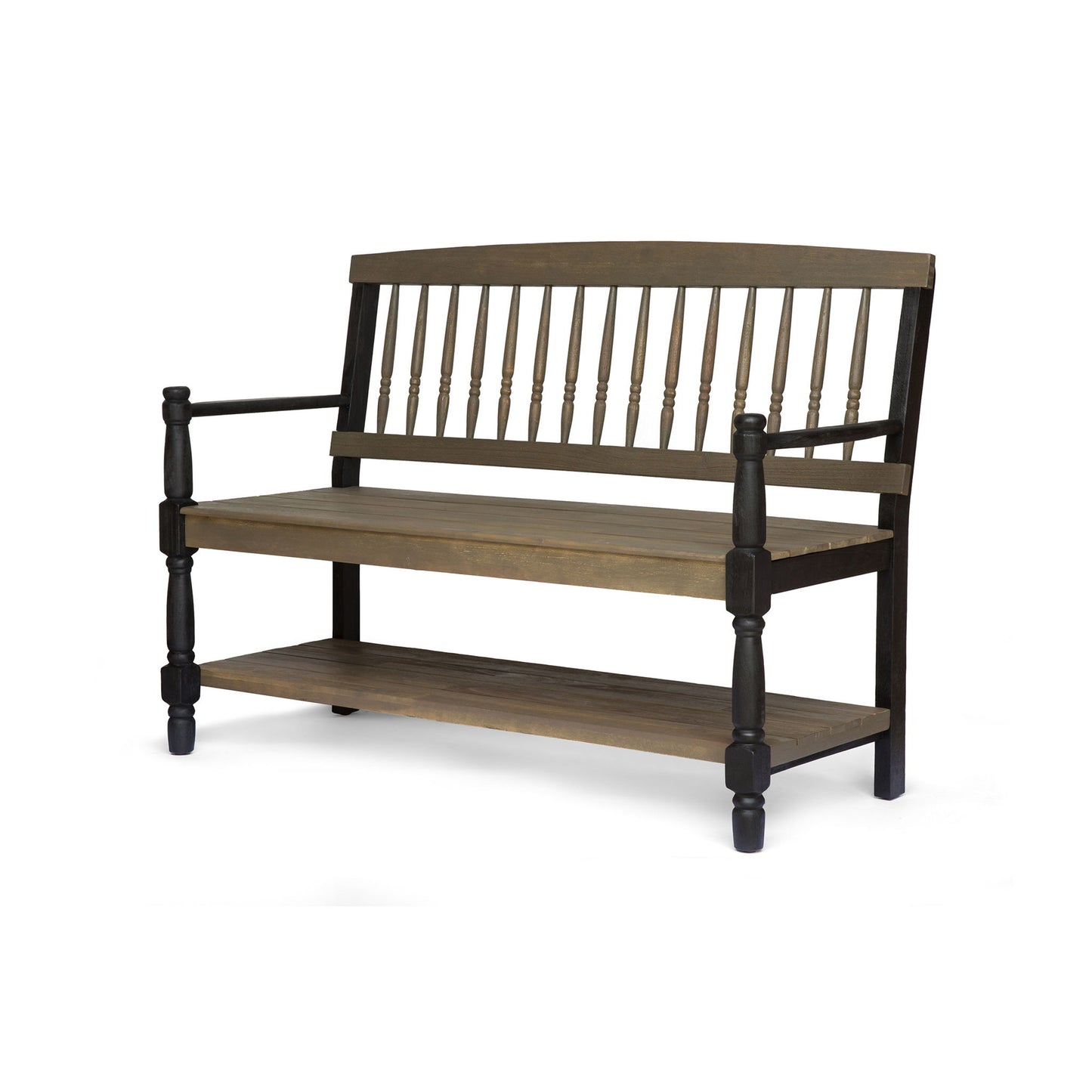 Slatted Bench With Built In Shelf Noble House