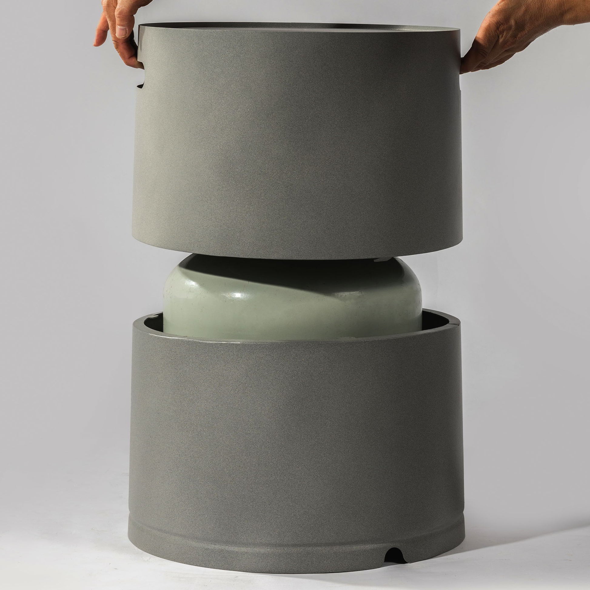 Steel Propane Tank Cover Round Tank Holder Hide Away Side Table - Gray Home Essentials