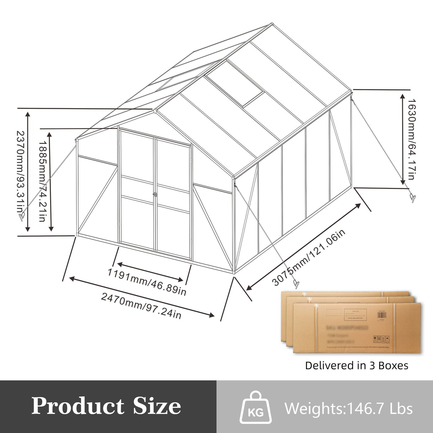 Gain Height Windproof Greenhouse All Season Outdoor Garden Shelter Daily Nest