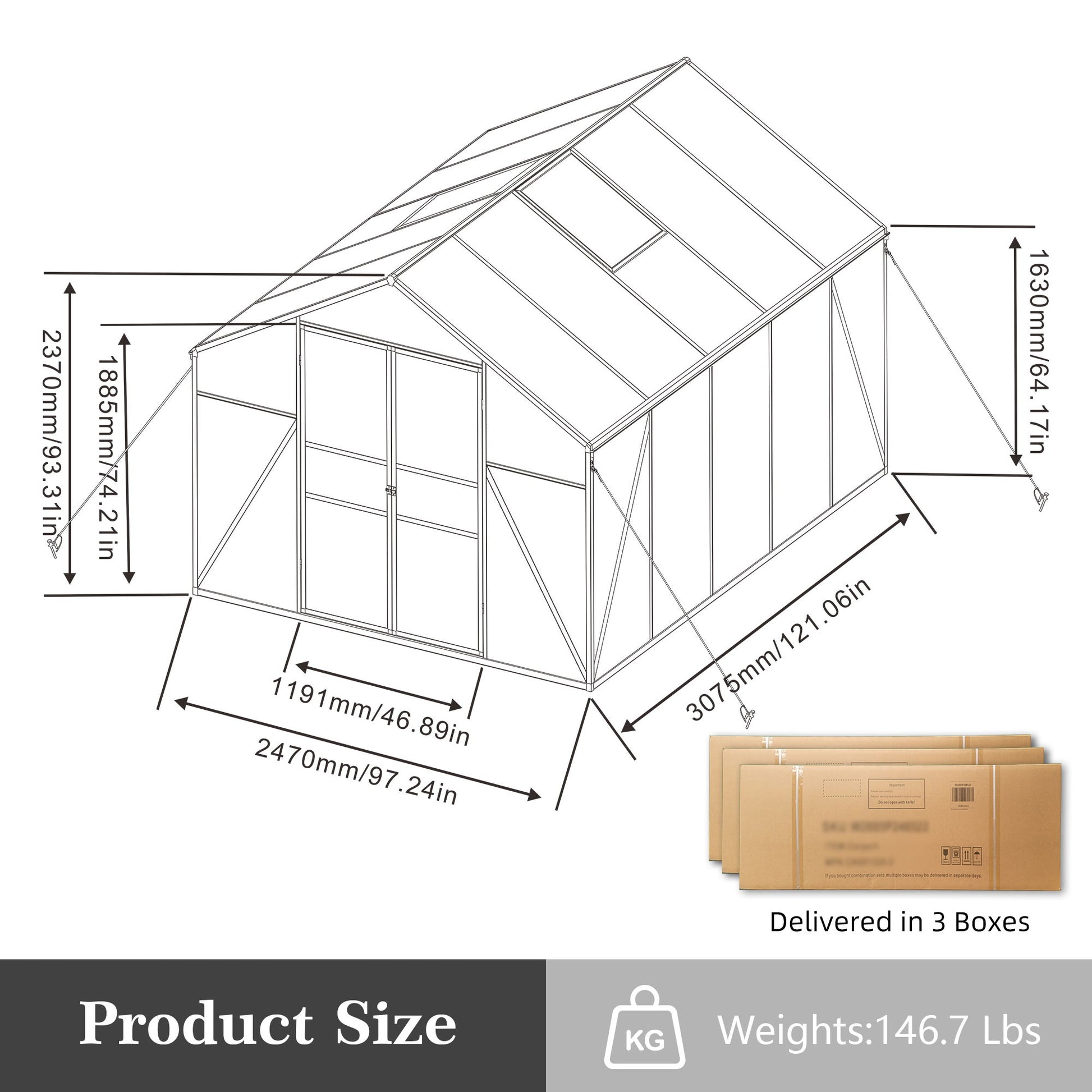 Gain Height Windproof Greenhouse All Season Outdoor Garden Shelter Daily Nest