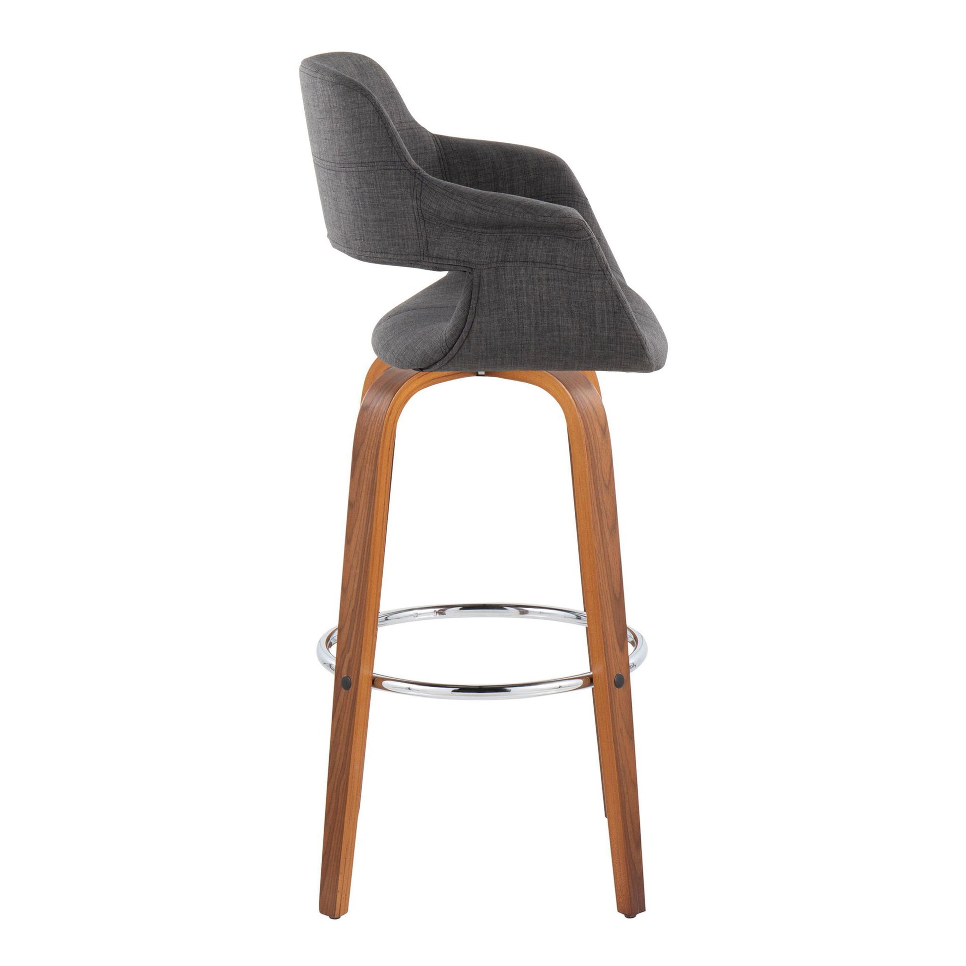 Vintage Flair - Mid Century Modern Fixed Height Barstool With Swivel & Round Footrest (Set of 2) Lumi Source
