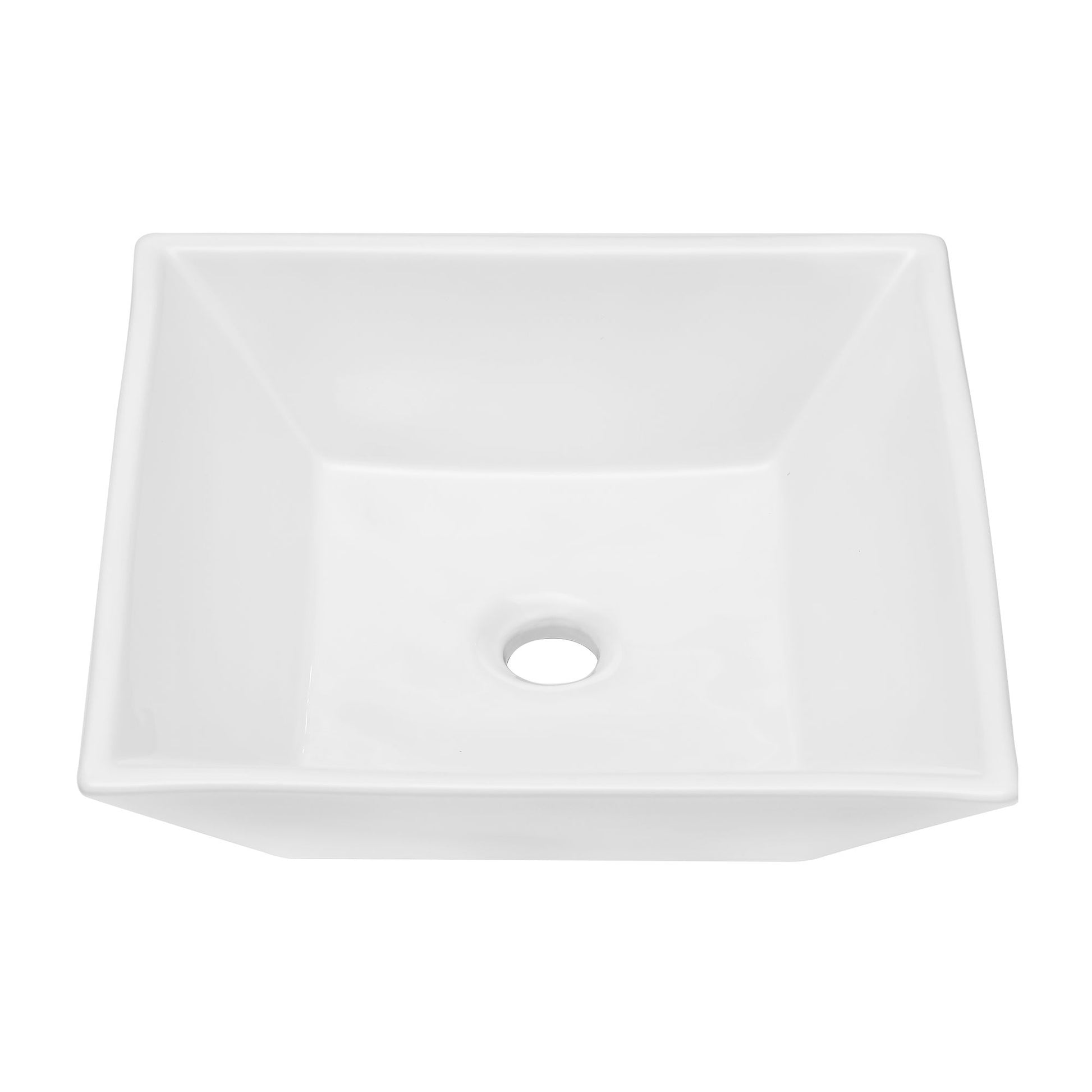 16" 6" Modern European Square Vessel Sink Glossy Porcelain Bathroom Vanity Top Above Counter Ceramic Basin - White Daily Nest