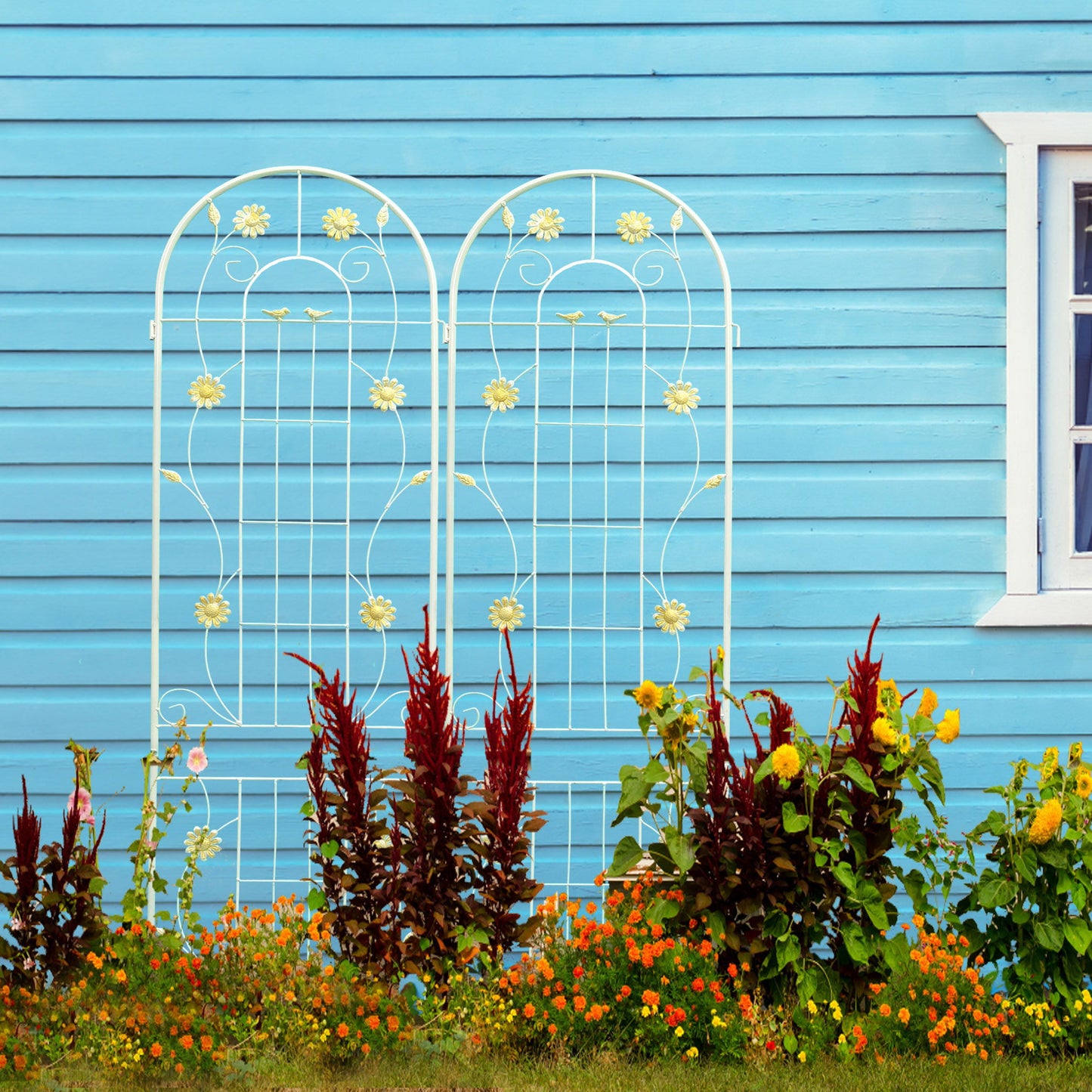 Metal Garden Trellis Rustproof Trellis For Climbing Plant Outdoor Flower Support Daily Nest