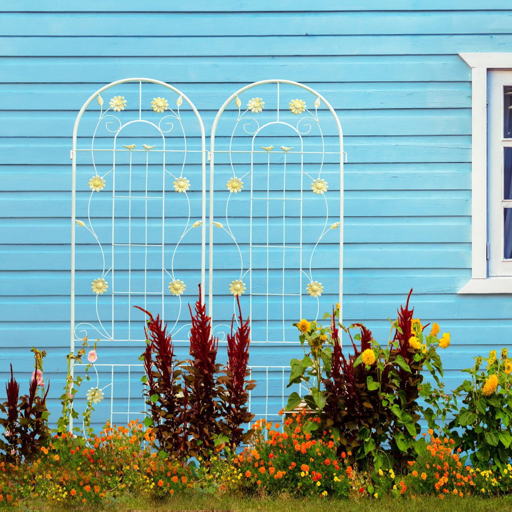 Metal Garden Trellis Rustproof Trellis For Climbing Plant Outdoor Flower Support Daily Nest