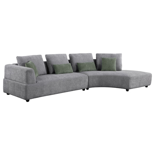 Lincoln - Upholstered Curved Sectional Sofa With Pillow Back Cushions - Gray Furniture Max