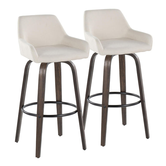 Daniella - Contemporary Fixed Height, Barstool With Swivel With Round Footrest (Set of 2) Lumi Source