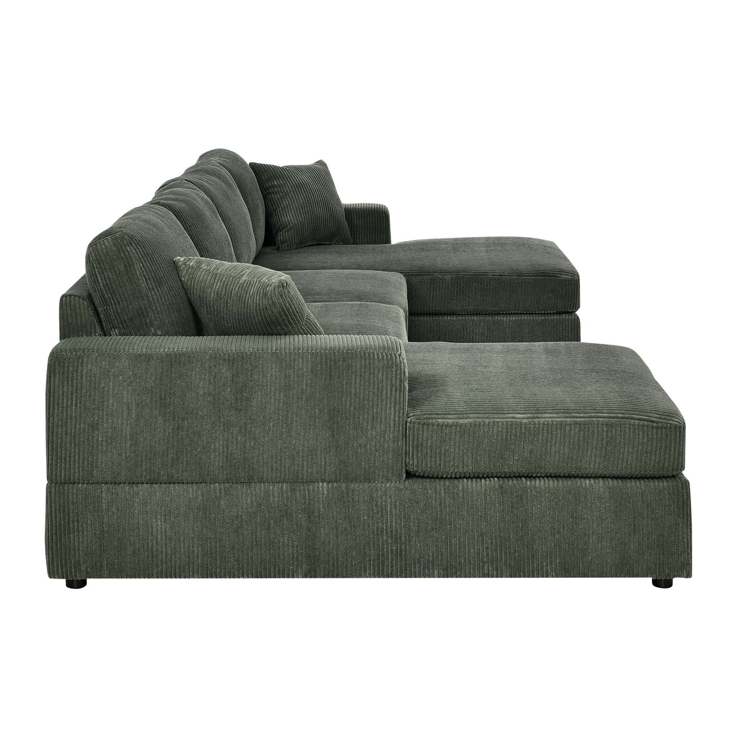 3 Piece Corduroy Double Chaise Sectional Sofa The Soft House