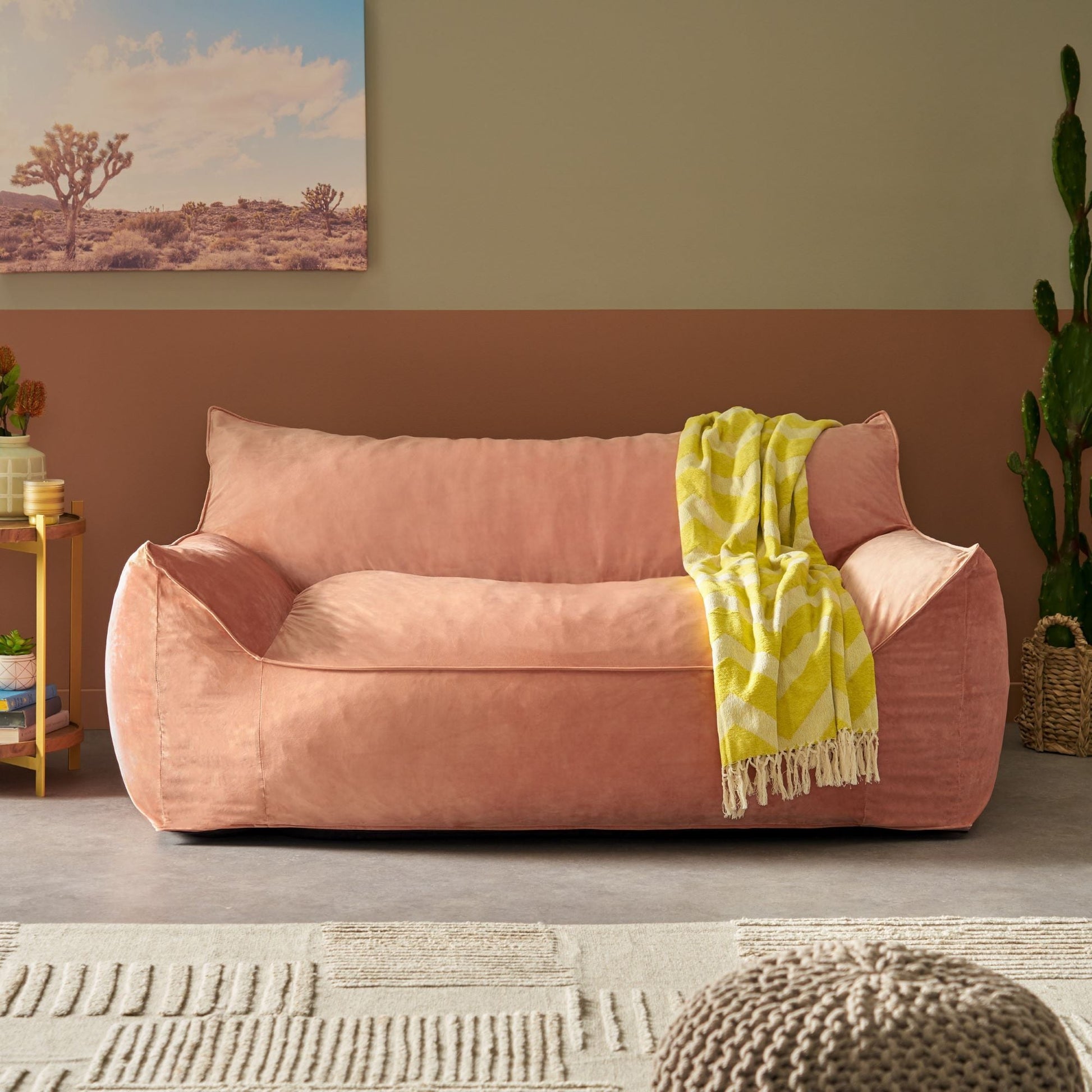 Fila - Velveteen Oversized Seater Bean Bag Chair With Armrests Home Essentials