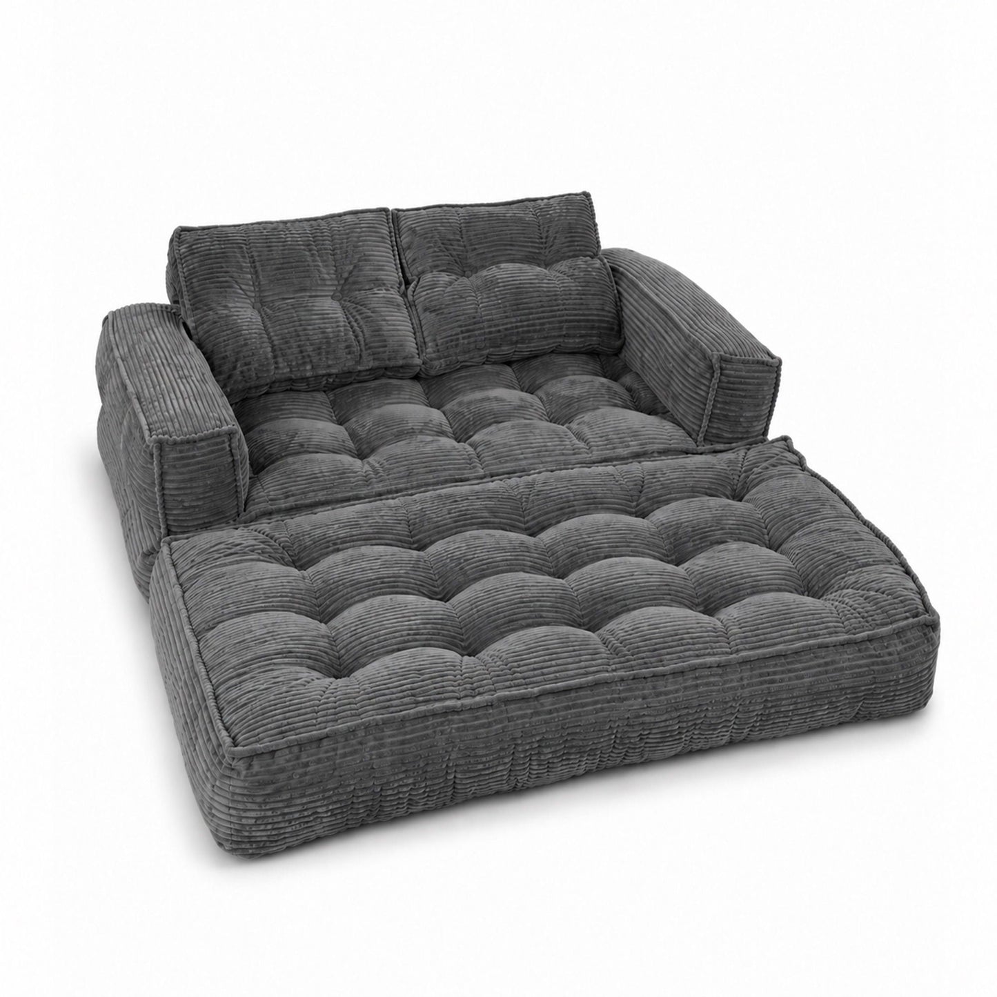 2 Seater Modular Corduroy Sofa With Chaise Lounge For Living Room Home Essentials