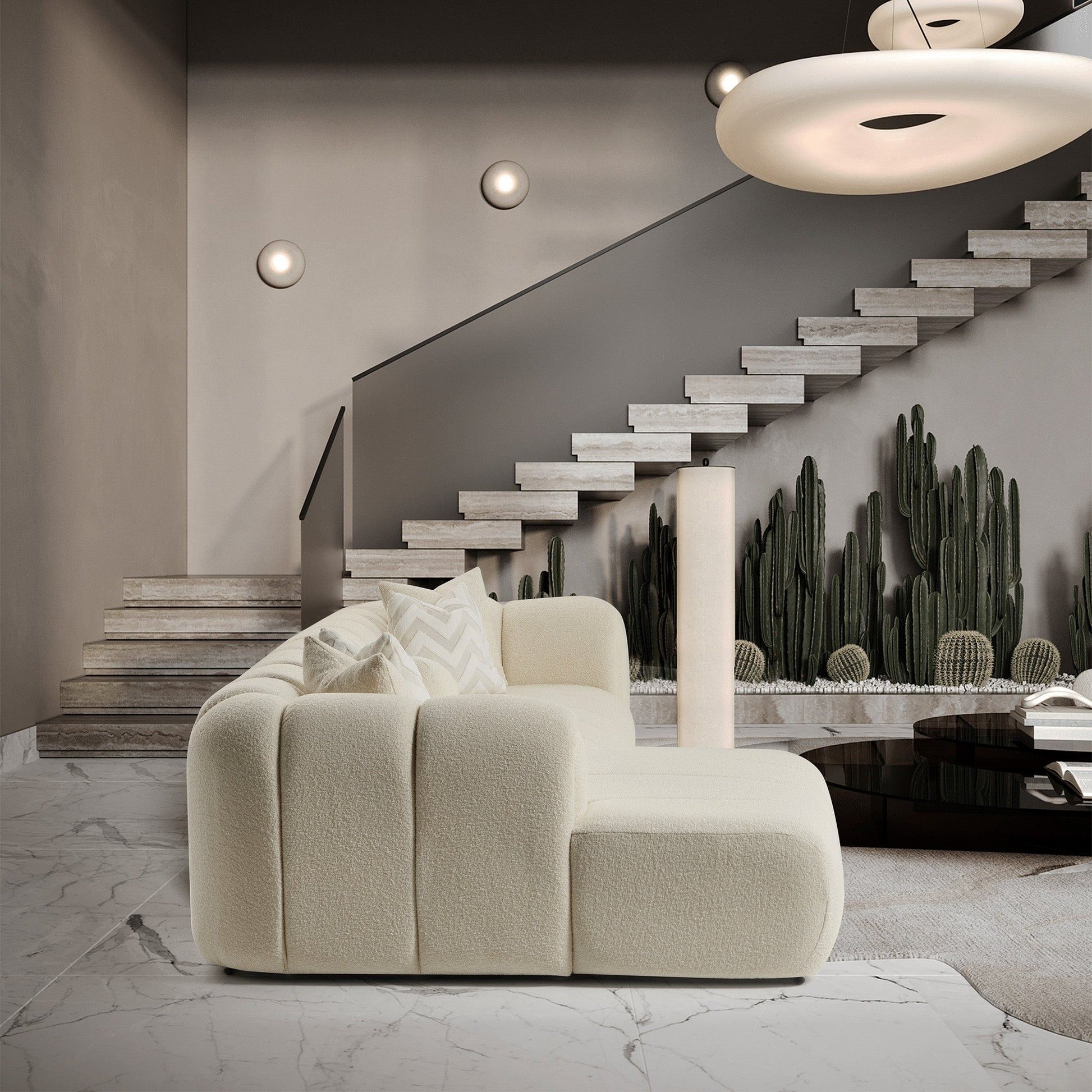 Beatrice - Modern Tufted Right Sectional Sofa - Ivory Ashcroft Furniture