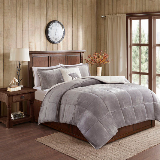 Alton - King Down Alternative Comforter Set - Gray / Ivory