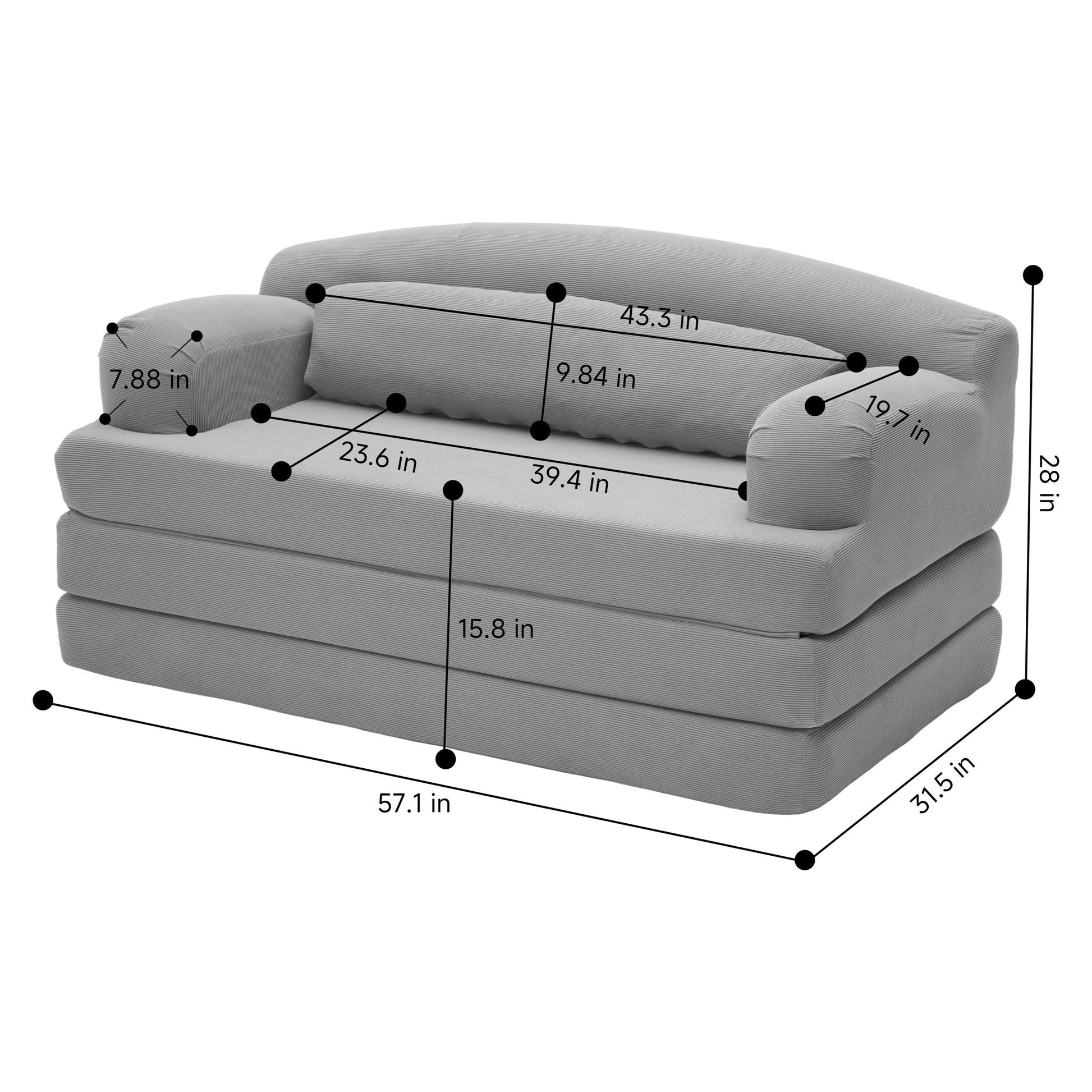 2 Seater Sofa Bed, Compact Foldable Floor Couch Home Essentials