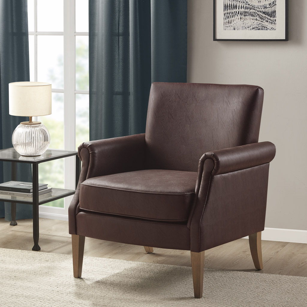 Annika - Faux Leather Accent Arm Chair - Brown