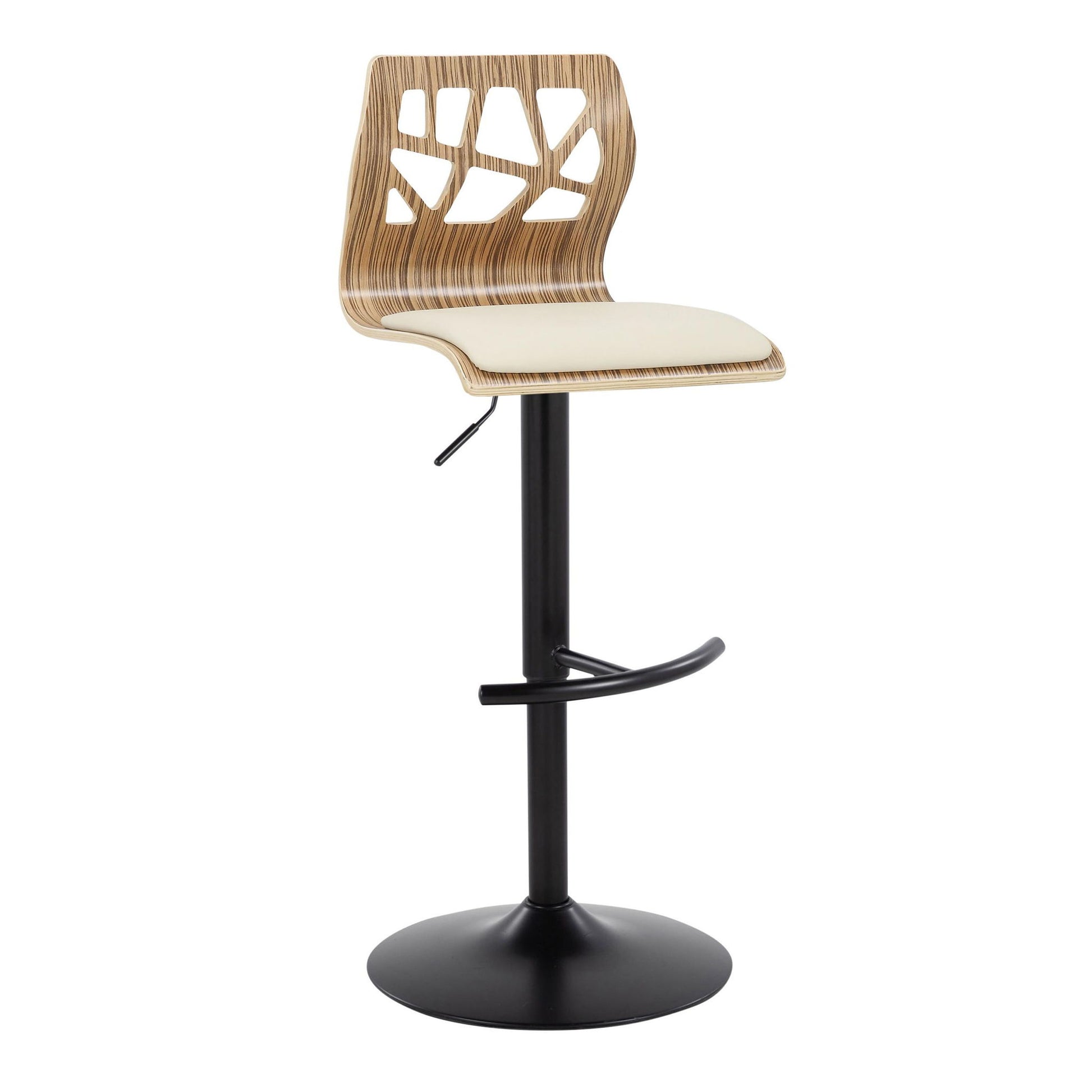Folia - Mid Century Modern Adjustable Barstool With Swivel With Rounded T Footrest (Set of 2) Lumi Source