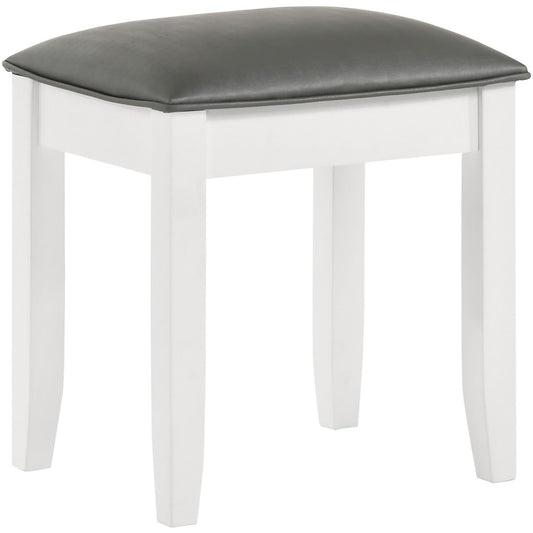 Vanity Stool With Padded Seat - White Furniture Max