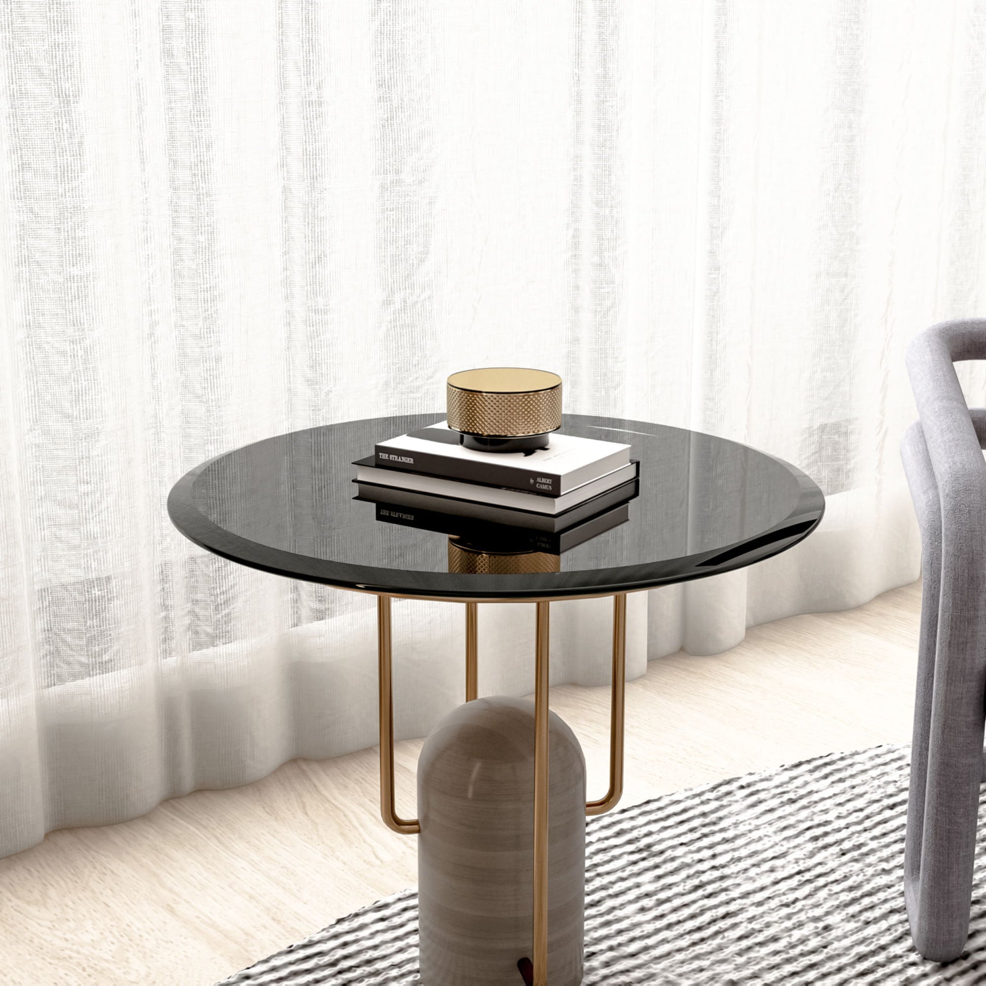 24" Round Tempered Glass Table Top Clear Glass Beveled Polished Edge Home Essentials