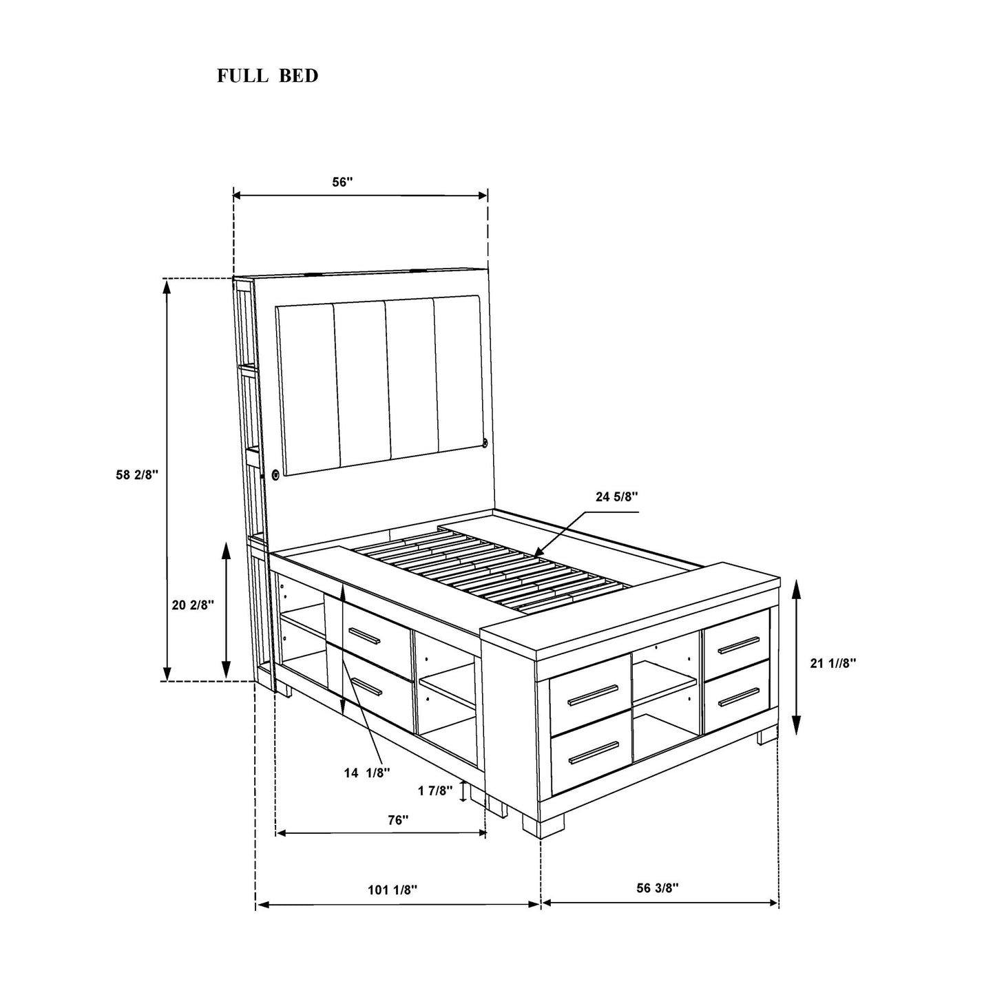 Emilia - Bed With Storage And LED Lighting Global Furniture USA
