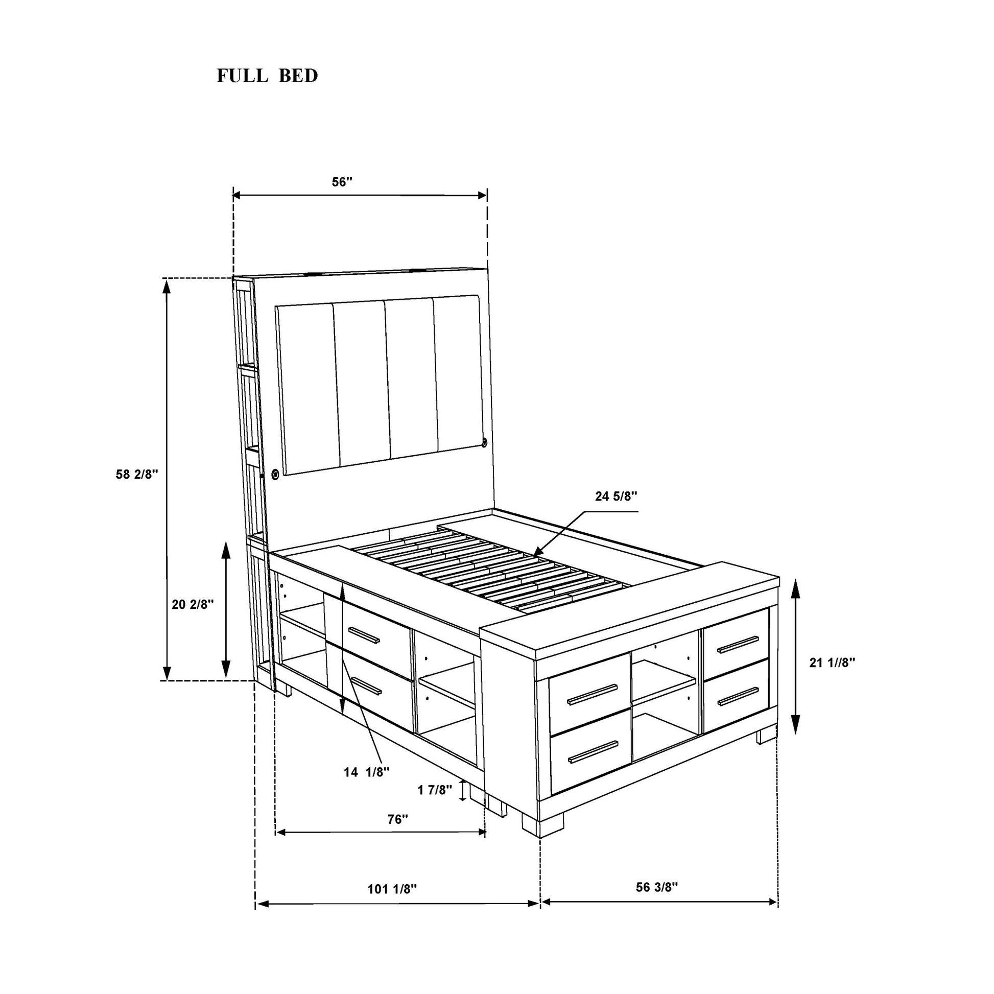 Emilia - Bed With Storage And LED Lighting Global Furniture USA