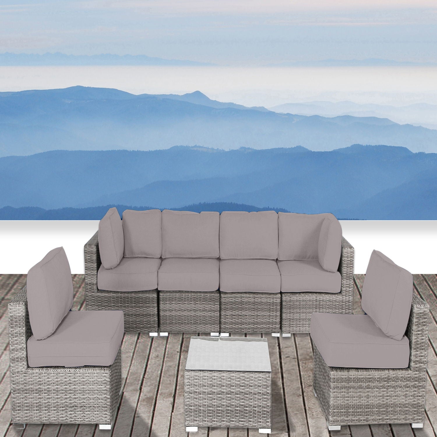 Seating Set With Cushions Handcrafted Wicker Design LSI Patio Furniture