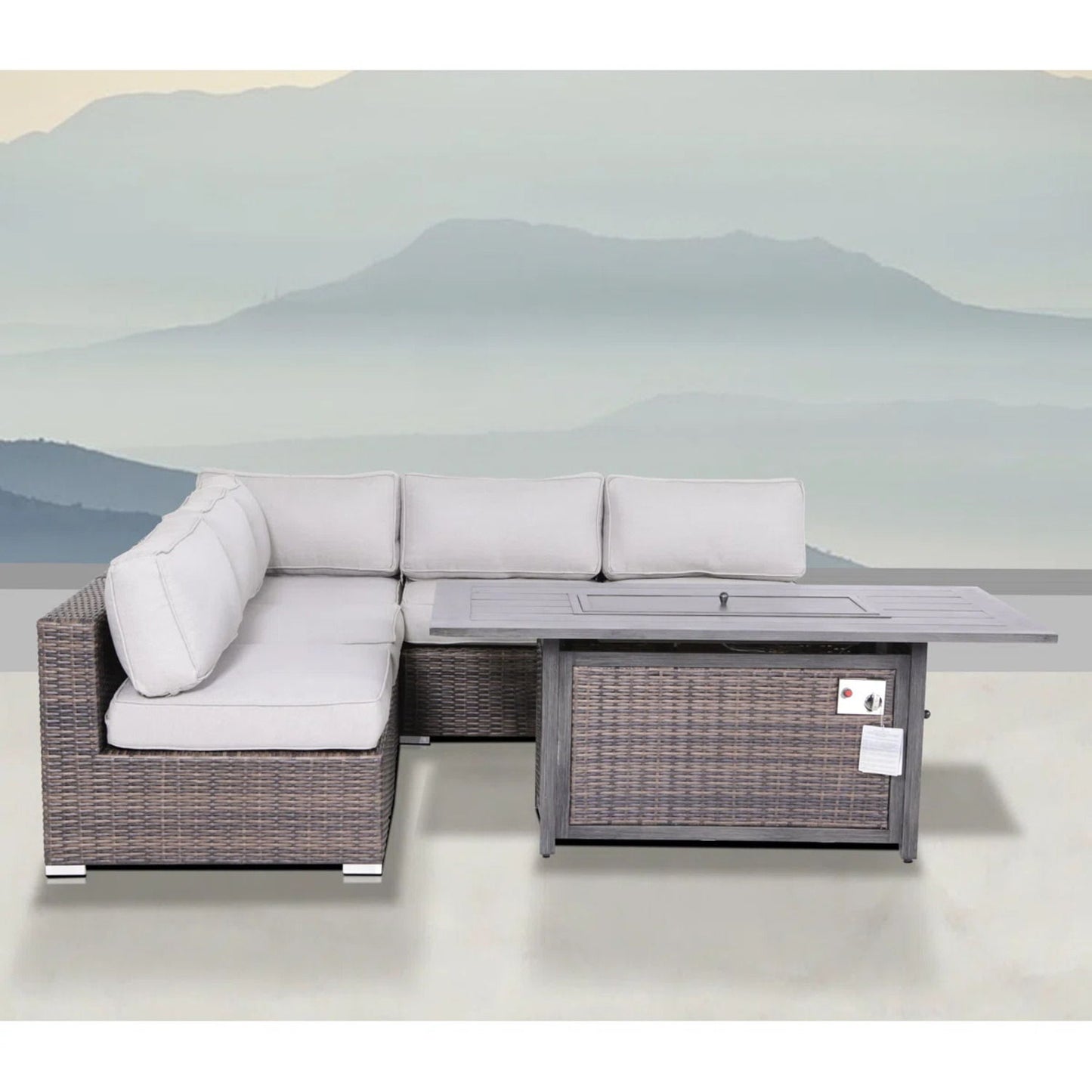 6 Piece Sectional Sofa Set With Cushions - Brown LSI Patio Furniture