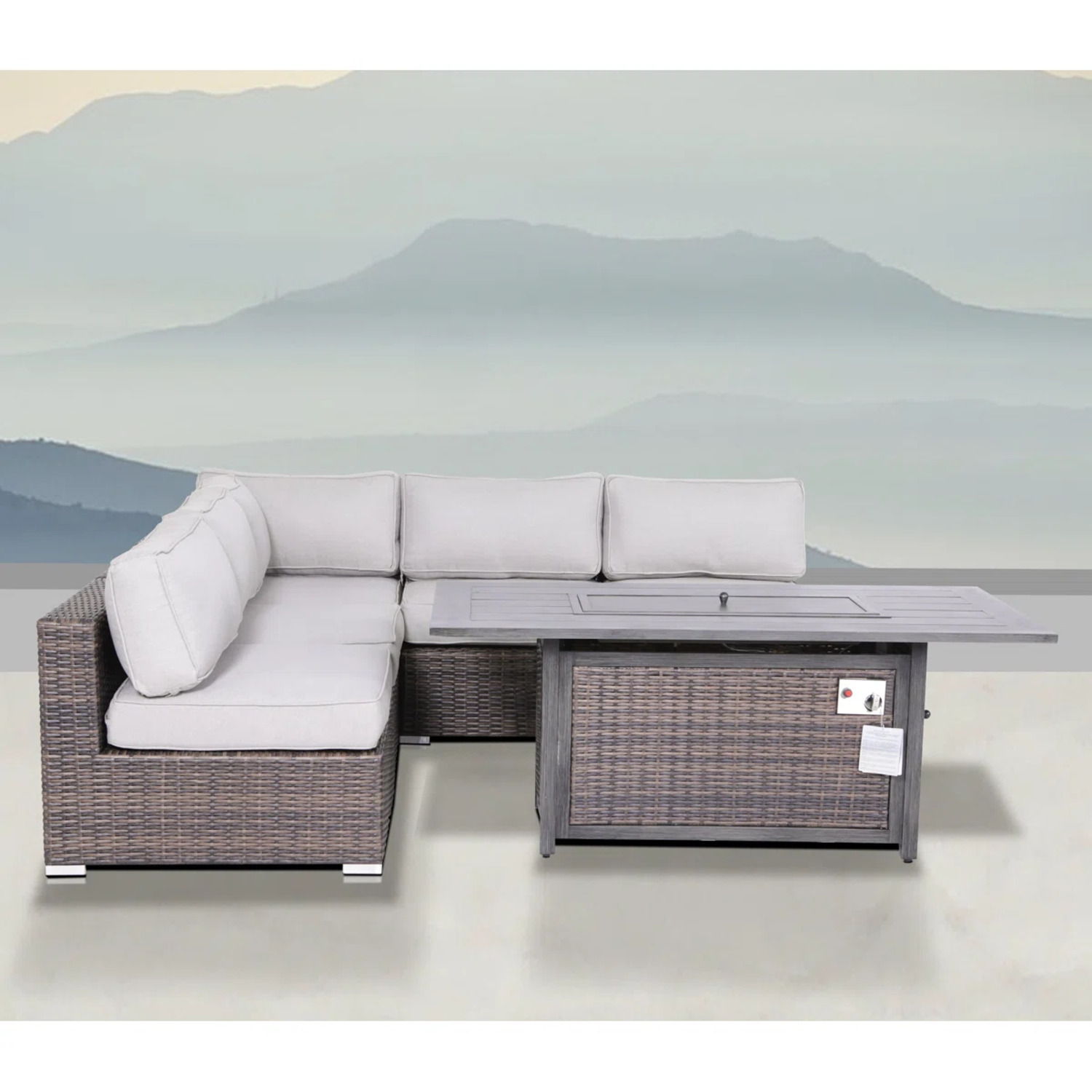 6 Piece Sectional Sofa Set With Cushions - Brown LSI Patio Furniture