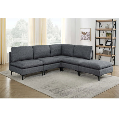 Upholstered Modular Sectional With Tall Legs, Medium Firm Seat Home Essentials