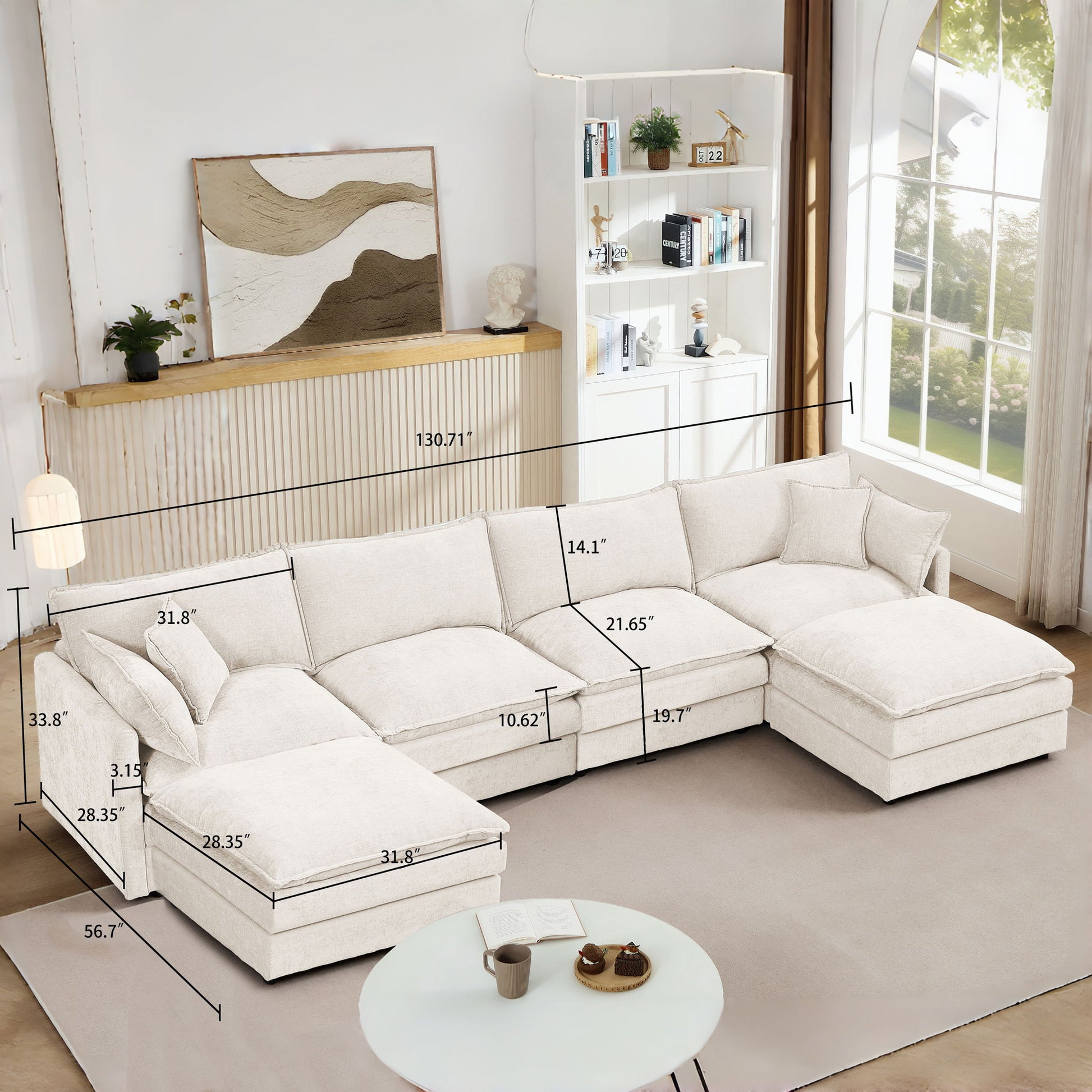 Modular U Shaped Sectional Sofa, 4 Seater Comfy Cloud Couch Home Essentials