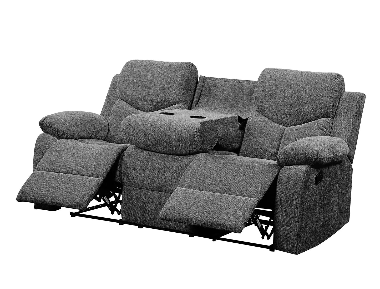 Kalen - Chenille Sofa With Drop Down Table - Gray Acme