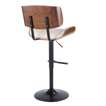 Lombardi - Mid Century Modern Adjustable Barstool With Swivel With Straight T Footrest (Set of 3) Lumi Source