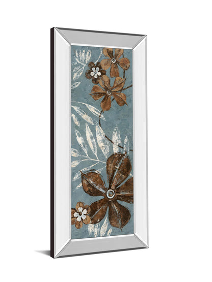 Denim Garden I By Maria Donovan - Mirror Framed Print Wall Art - Blue