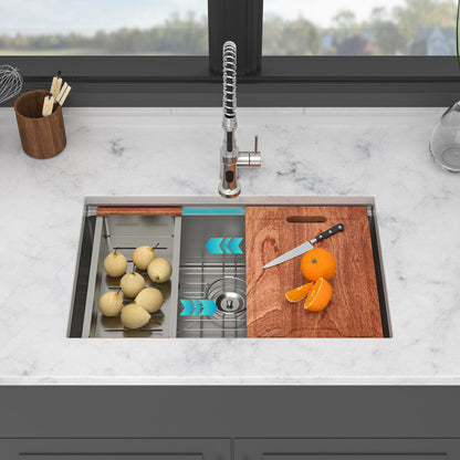 Undermount Workstation Kitchen Sink Stainless Steel Single Bowl Daily Nest