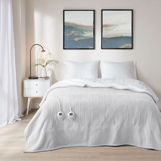 King Comfort Heated Blanket - Light Gray Serta