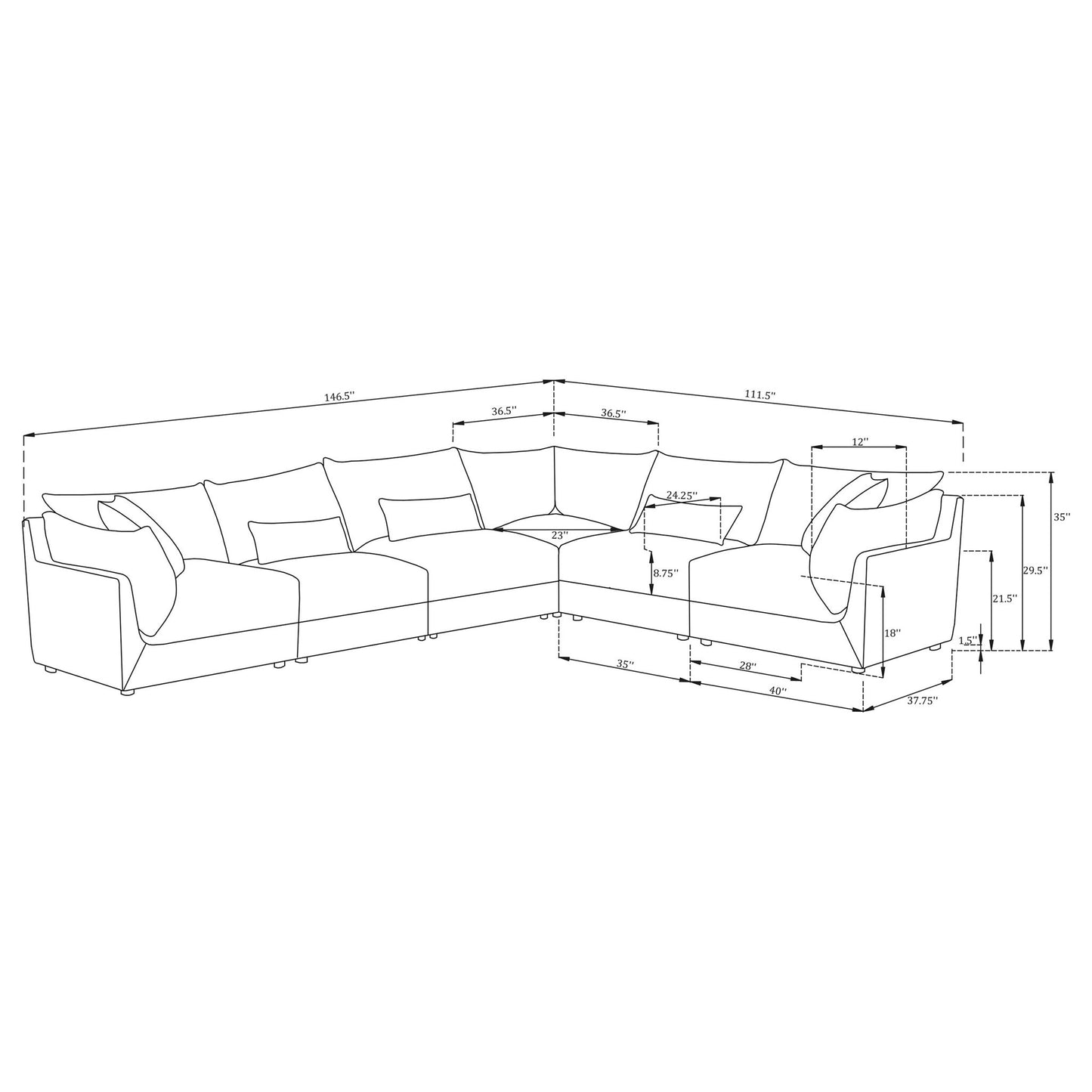 Tomasina - Modular Sectional Sofa With Cushions Furniture Max