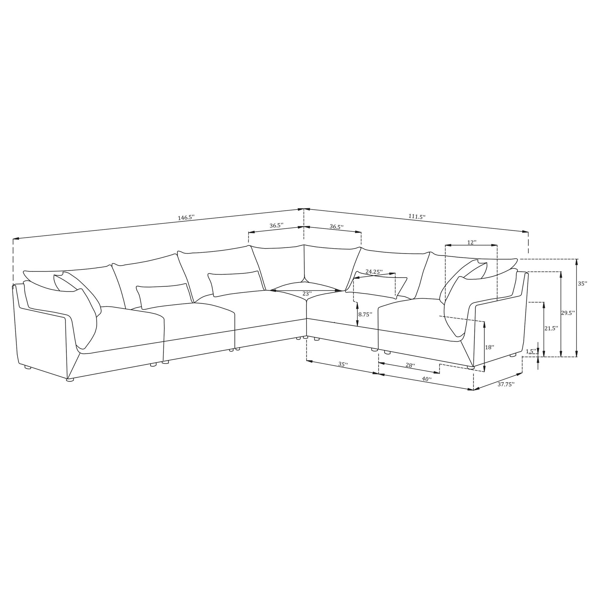 Tomasina - Modular Sectional Sofa With Cushions Furniture Max
