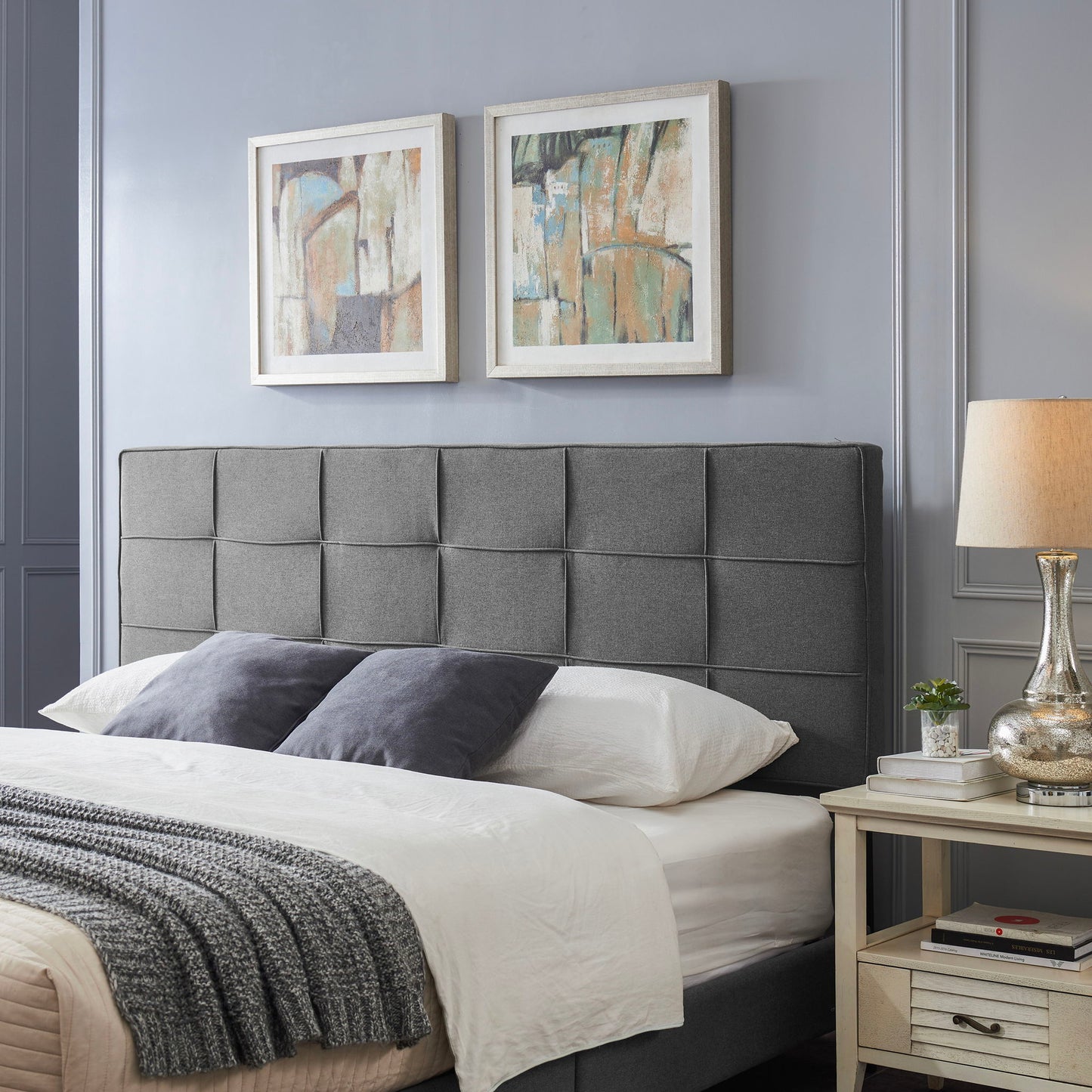 King / California King Sized Headboard - Charcoal Gray Noble House