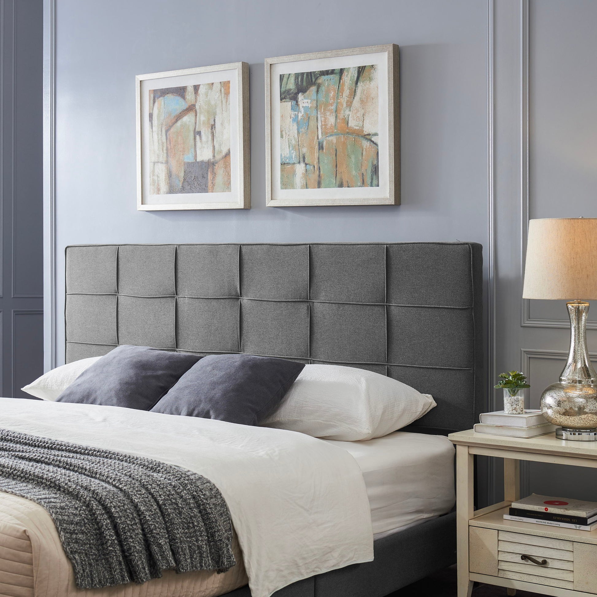 King / California King Sized Headboard - Charcoal Gray Noble House