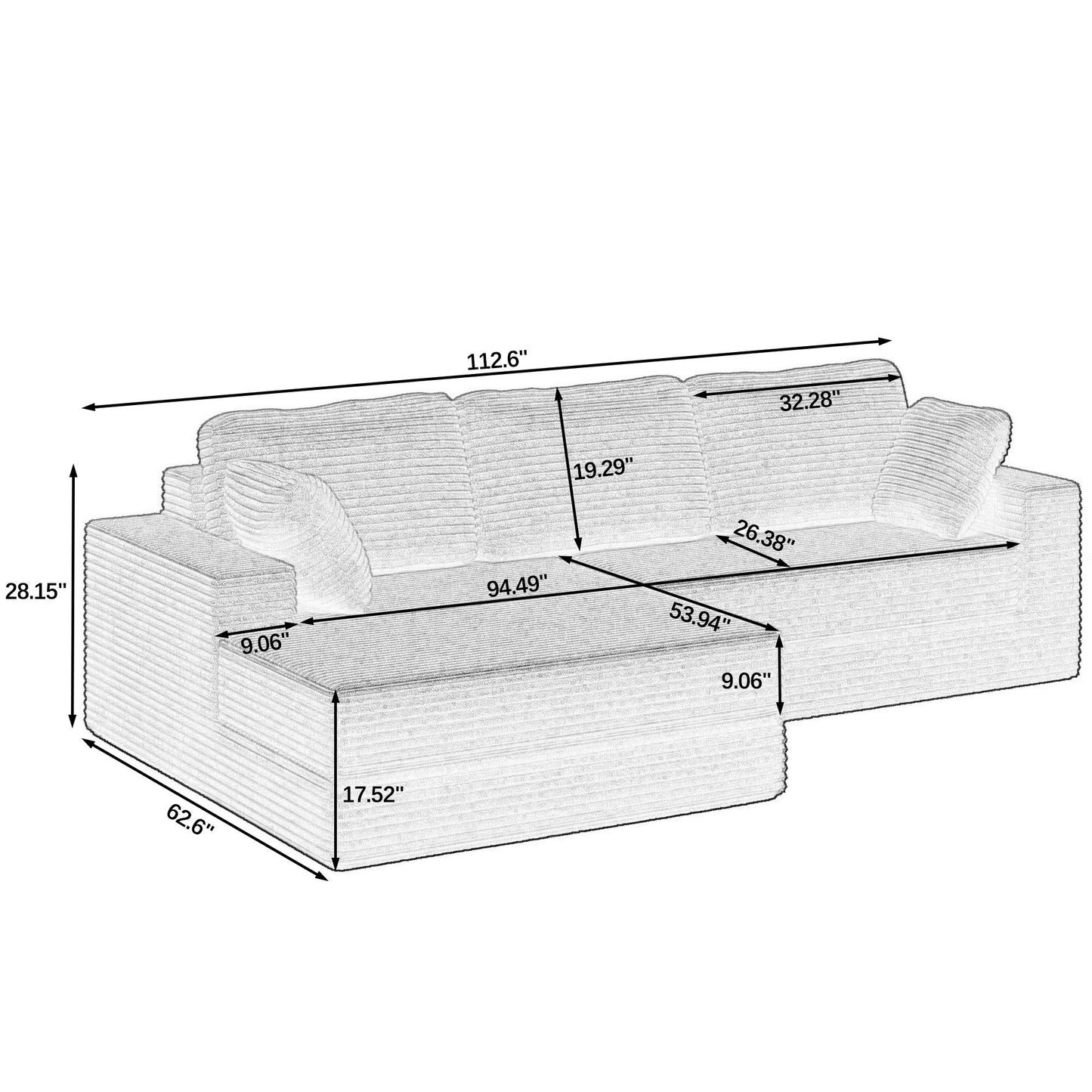 Modern Minimalist L Shape Modular Sectional Sofa, Couch Home Essentials
