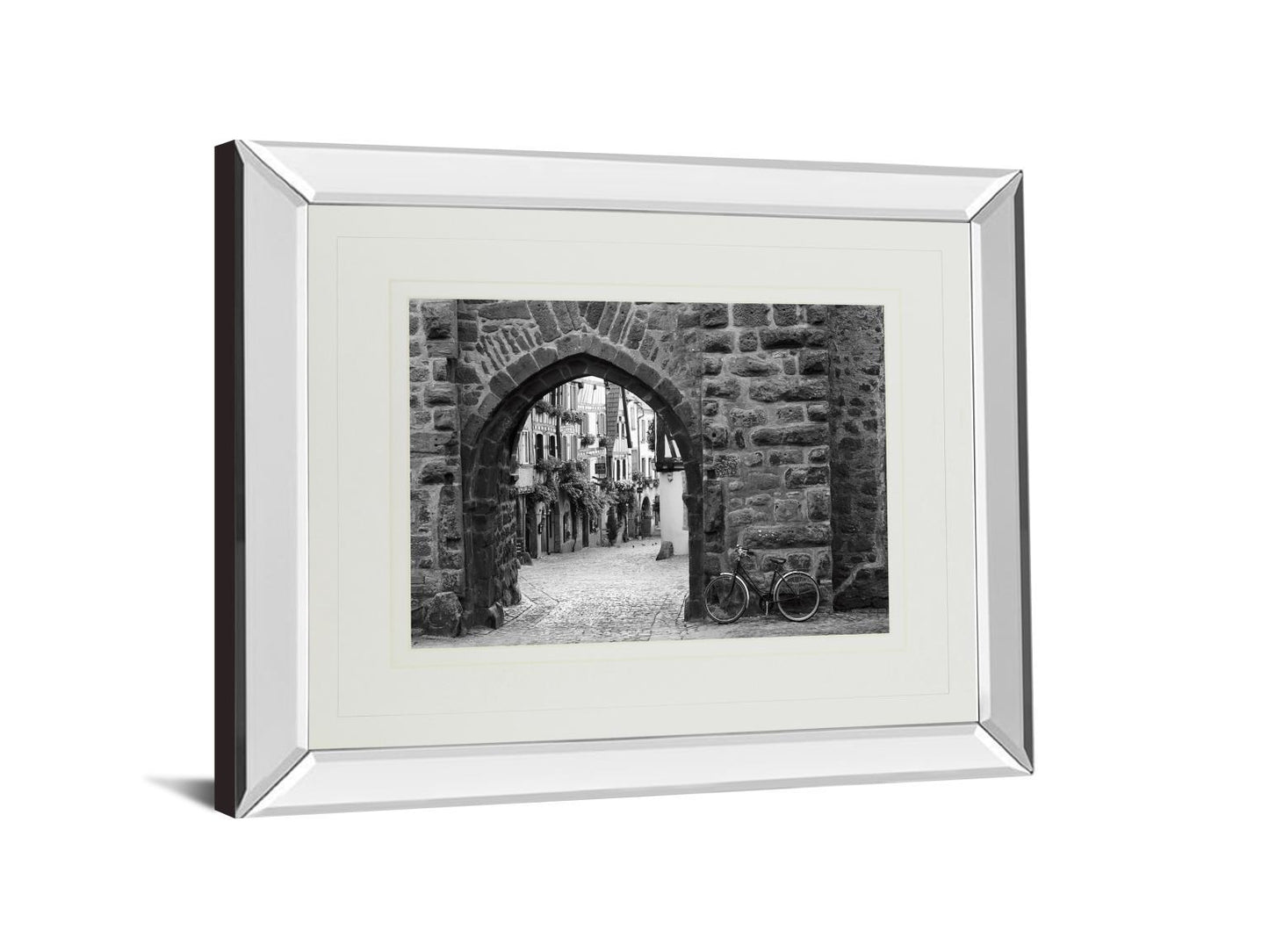 Bicycle Of Riquewihr By Monte Nagler - Mirror Framed Print Wall Art - Black