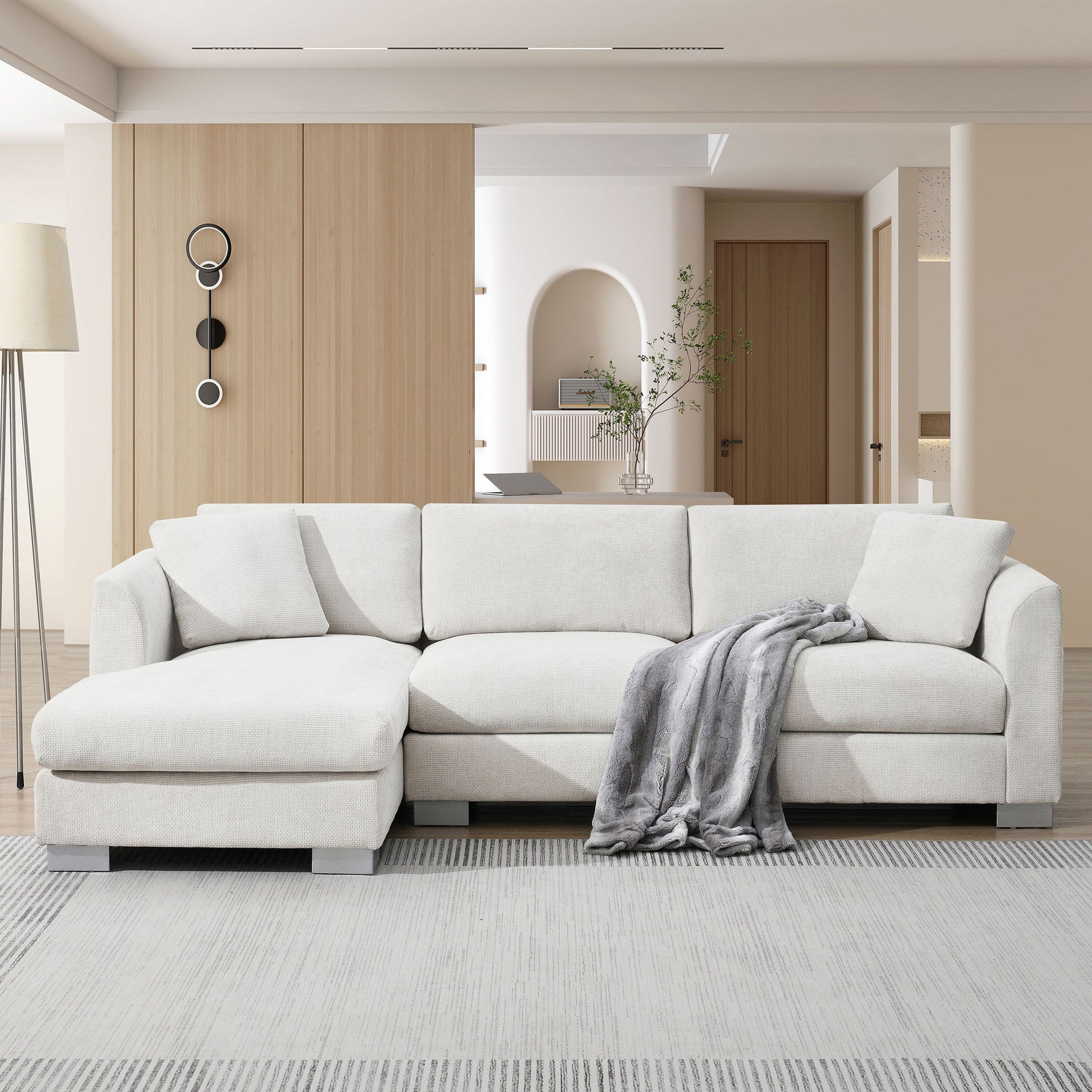 Modern Cloud Sectional Sofa L Shaped Luxury Couch Set With 2 Free Pillows 4 Seat With Oversized Chaise Luxe & Co.