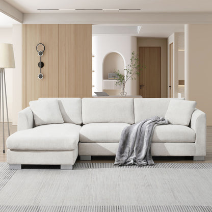 Modern Cloud Sectional Sofa L Shaped Luxury Couch Set With 2 Free Pillows 4 Seat With Oversized Chaise Luxe & Co.