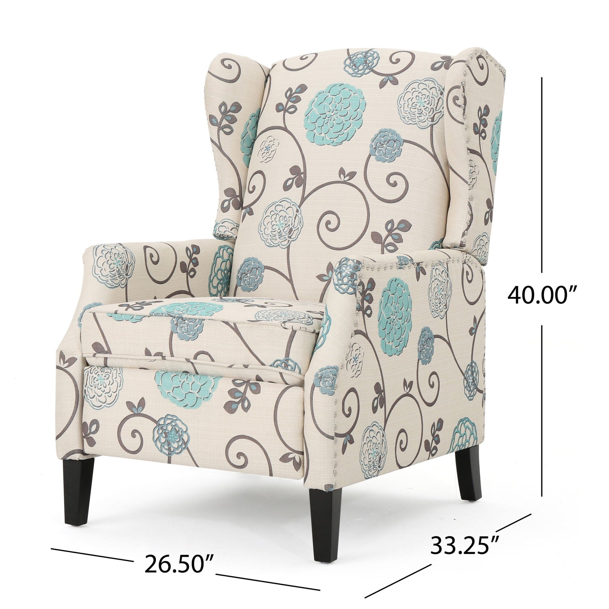 Westeros Wing Back Fabric Upholstered Recliner Noble House