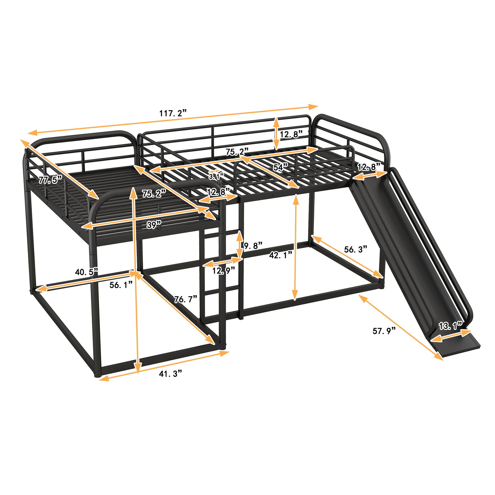 L Shaped Bunk Bed With Slide And Short Ladder Hearth and Haven