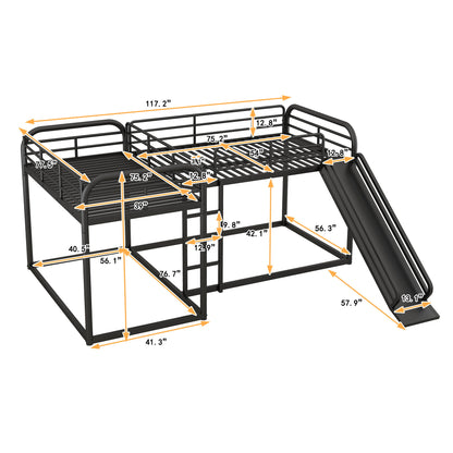 L Shaped Bunk Bed With Slide And Short Ladder Hearth and Haven