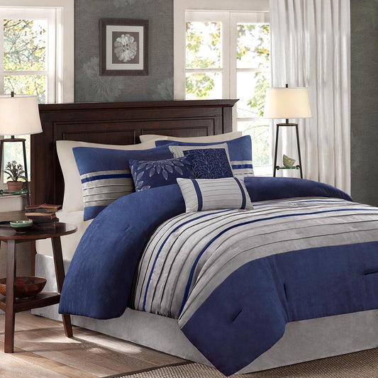Palmer - California King Piece Comforter (Set of 7) - Blue Madison Park