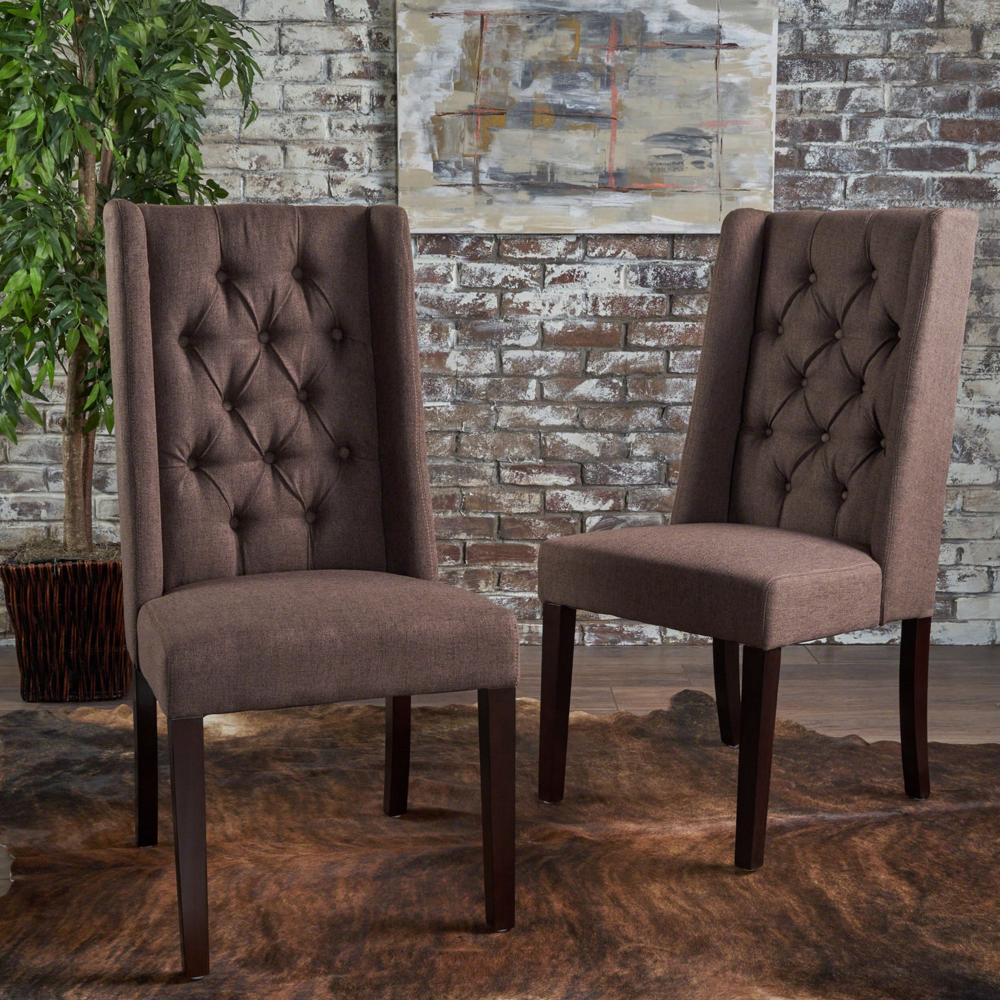 Sophisticated Tufted Dining Chair With High Back Design Noble House