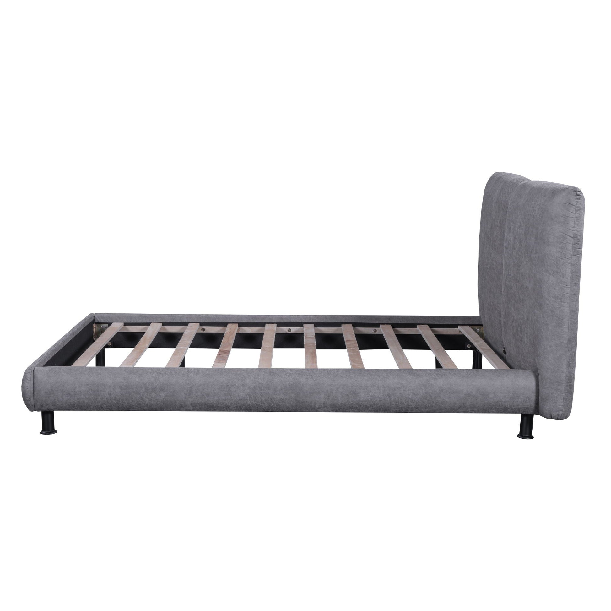 Upholstered Platform Bed With 2 Large Headrests And Thick Halcyon Home