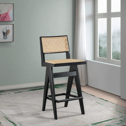 Keira - Bar Stool (Set of 2) - Black / Rattan Ashcroft Furniture