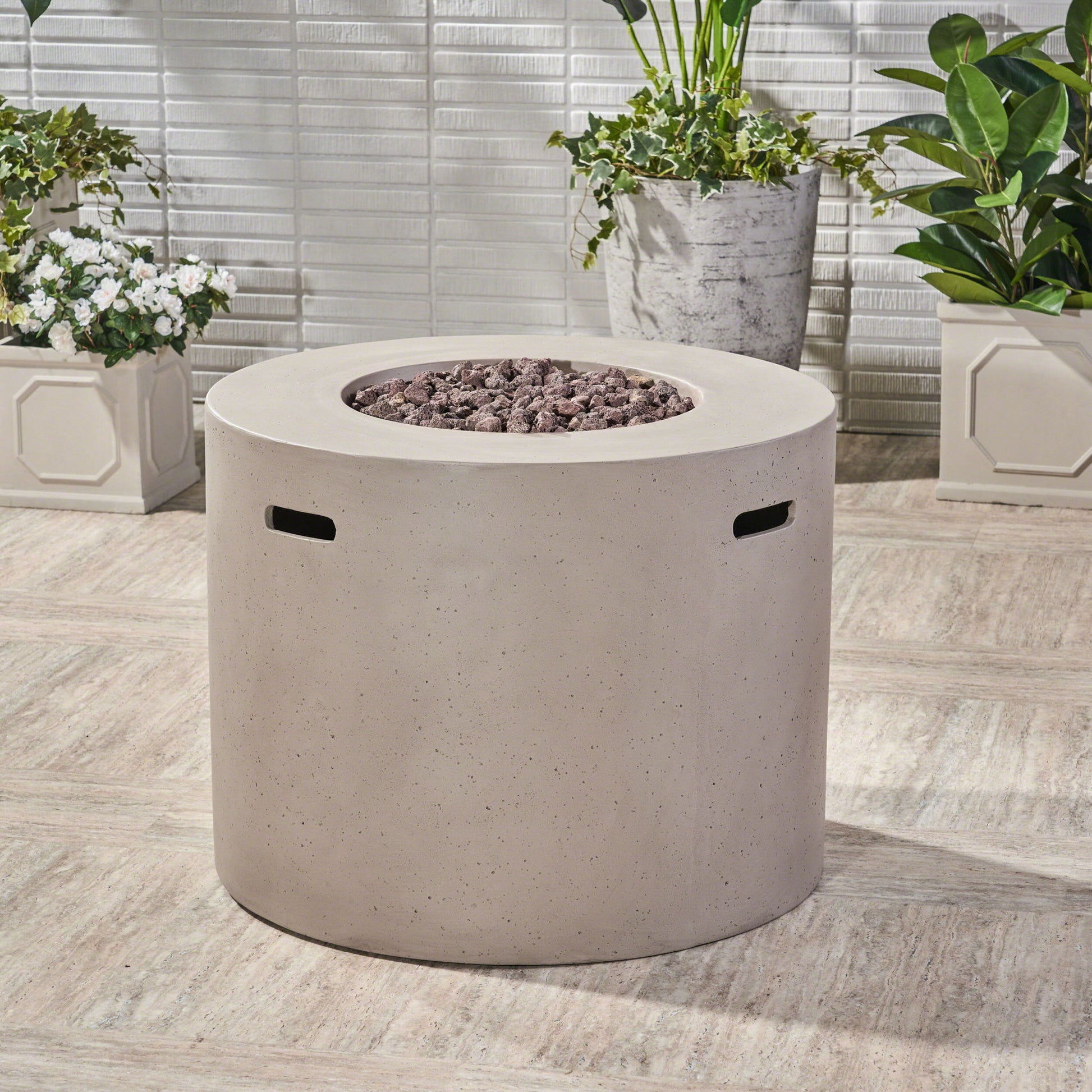 Round Iron Fire Pit With 40,000 Btu Noble House