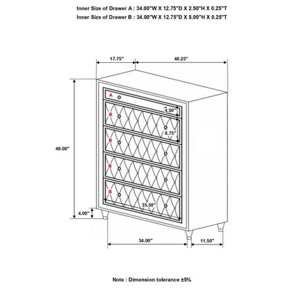 Antonella - 5-Drawer Bedroom Chest CoasterElevations