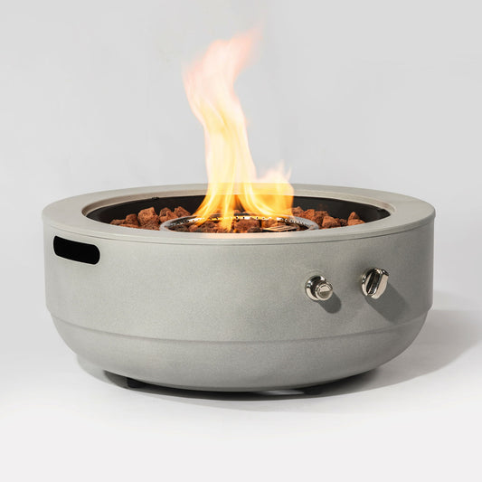 23" Propane Gas Fire Pit Bowl, 40000 Btu Round Steel Fire Pit For Outside Patio Deck Garden Backyard - Gray Home Essentials